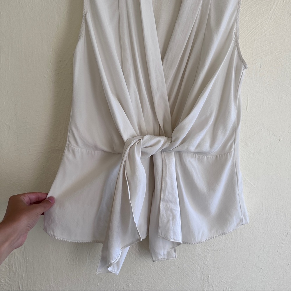 Lafayette 148 Silk Tie Front Sleeveless Blouse - Picture 2 of 8